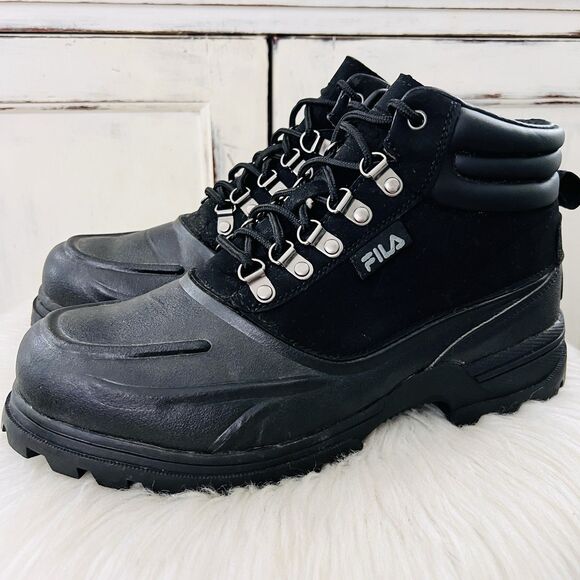 Fila Mens Black Rubber & Suede Weathertec Hiking Boots - 9.5 - Picture 1 of 8